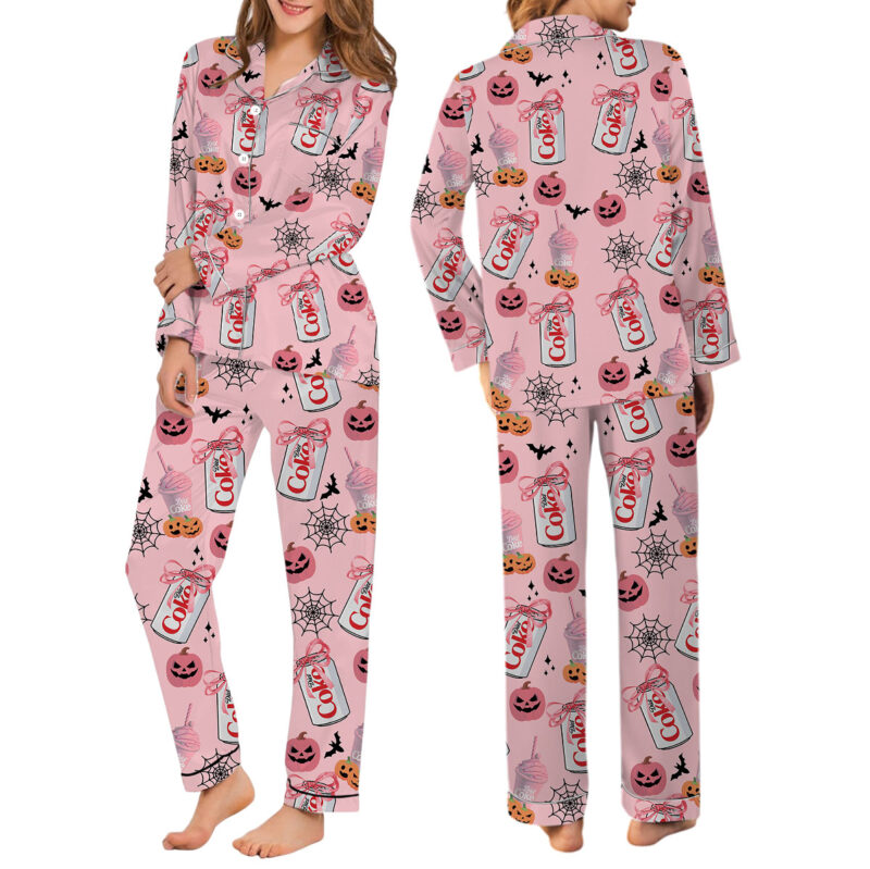 Diet Pumpkin Halloween Satin Pajamas Set For Women