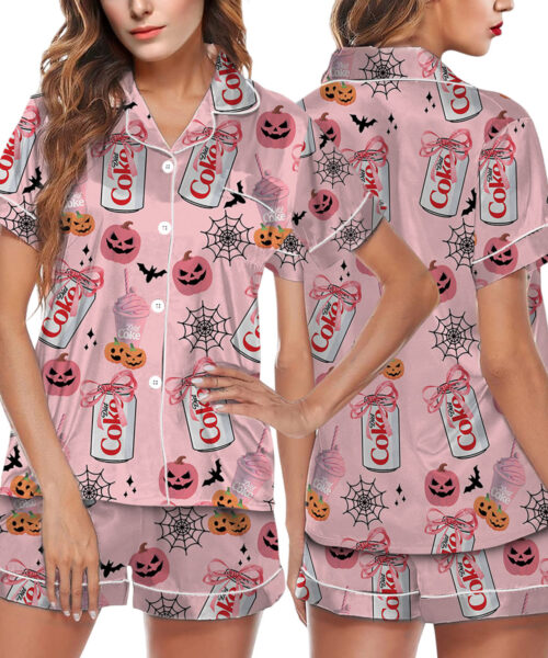 Diet Pumpkin Halloween Satin Pajamas Set For Women