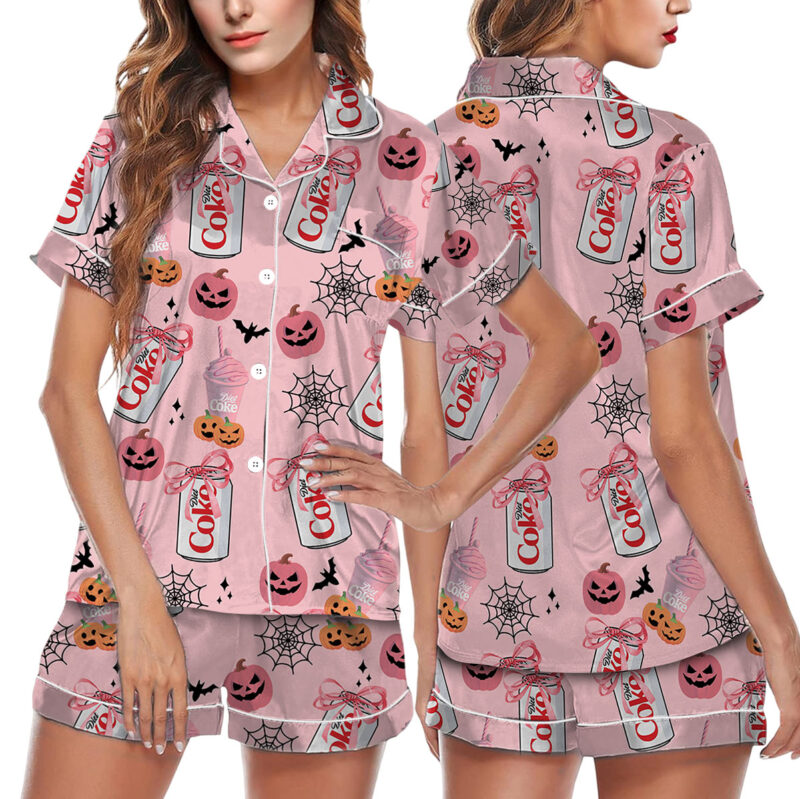 Diet Pumpkin Halloween Satin Pajamas Set For Women