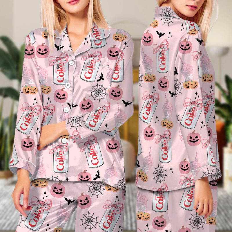 Diet Pumpkin Halloween Satin Pajamas Set For Women