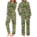 Dill Pickle Collage Satin Pajama Set For Women