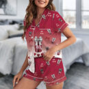 Dr Pepper And Cherry Satin Pajamas Set For Women