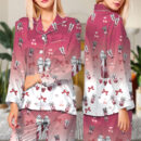 Dr Pepper And Cherry Satin Pajamas Set For Women