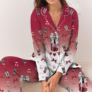 Dr Pepper And Cherry Satin Pajamas Set For Women