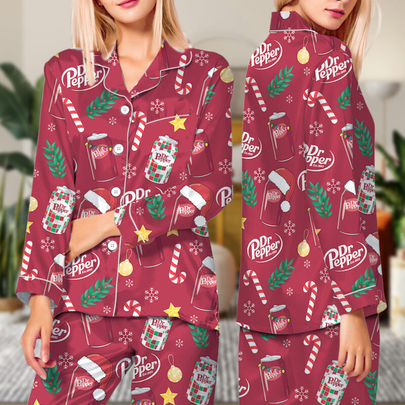 Dr Pepper Christmas Satin Pajamas Set For Women