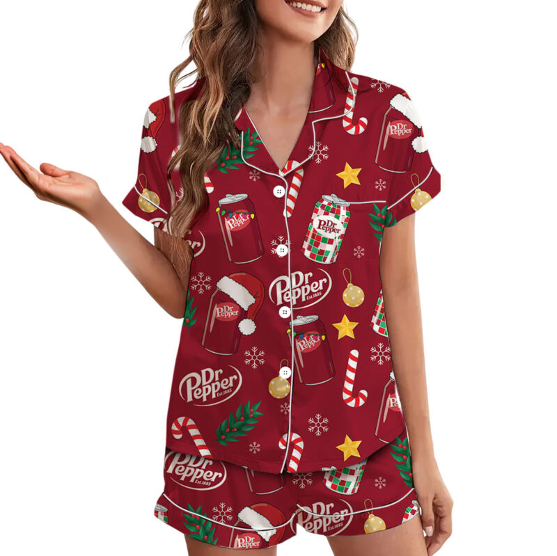 Dr Pepper Christmas Satin Pajamas Set For Women