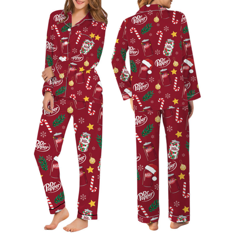 Dr Pepper Christmas Satin Pajamas Set For Women