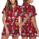 Dr Pepper Christmas Satin Pajamas Set For Women