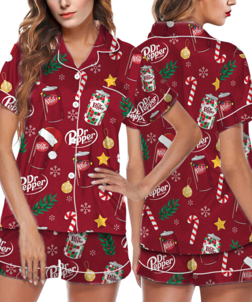 Dr Pepper Christmas Satin Pajamas Set For Women