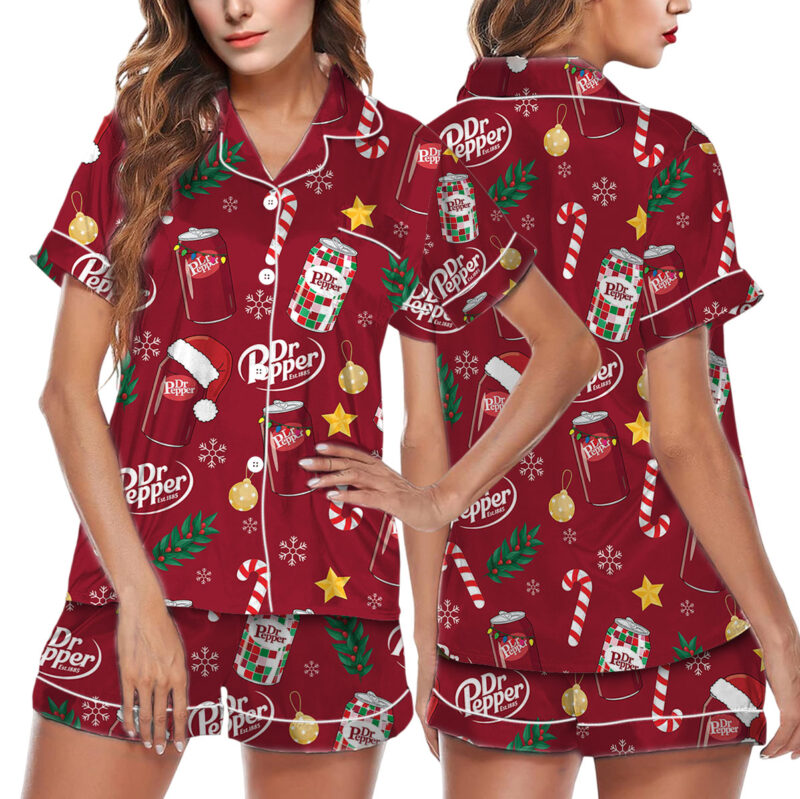 Dr Pepper Christmas Satin Pajamas Set For Women