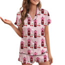 Dr Pepper Coquette With Cherries Satin Pajamas Set
