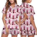 Dr Pepper Coquette With Cherries Satin Pajamas Set