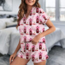 Dr Pepper Coquette With Cherries Satin Pajamas Set