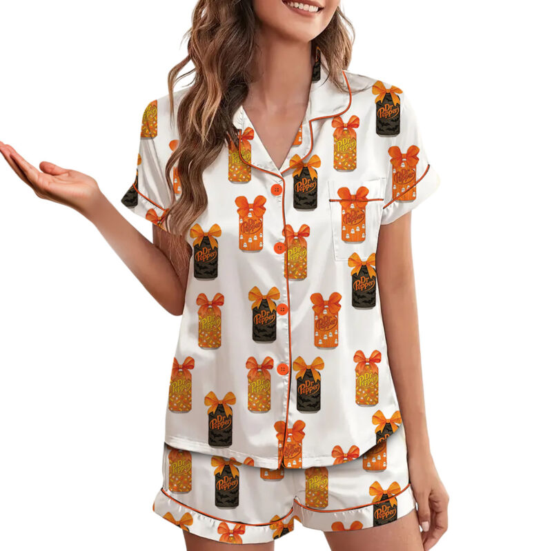 Dr Pepper Halloween Satin Pajama Set For Women