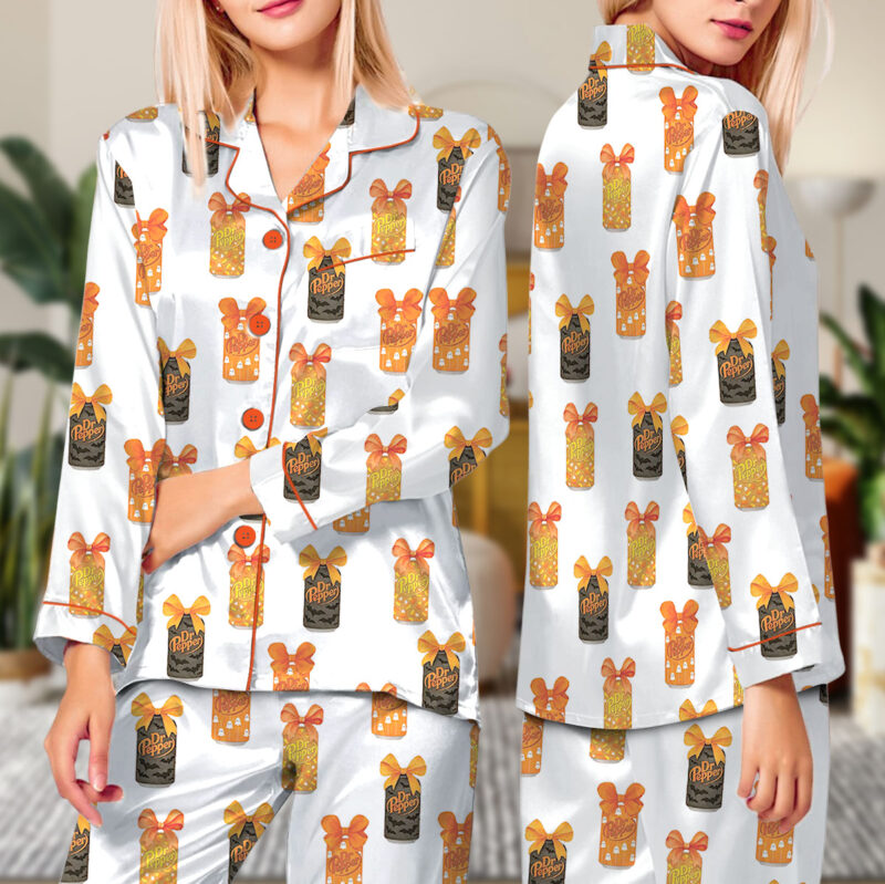 Dr Pepper Halloween Satin Pajama Set For Women