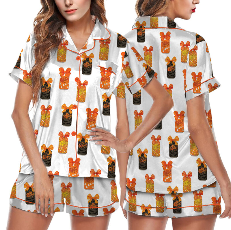 Dr Pepper Halloween Satin Pajama Set For Women