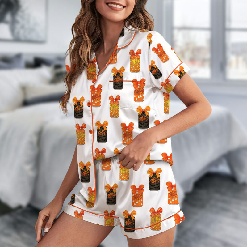 Dr Pepper Halloween Satin Pajama Set For Women