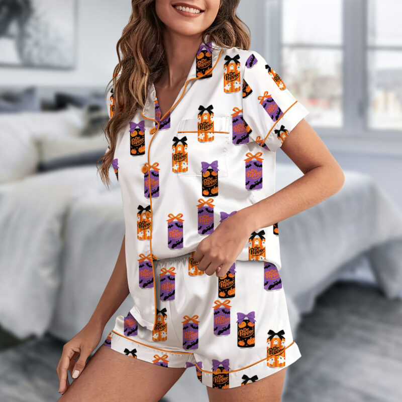 Dr Pepper Halloween Satin Pajamas Set For Women