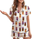 Dr Pepper Halloween Satin Pajamas Set For Women
