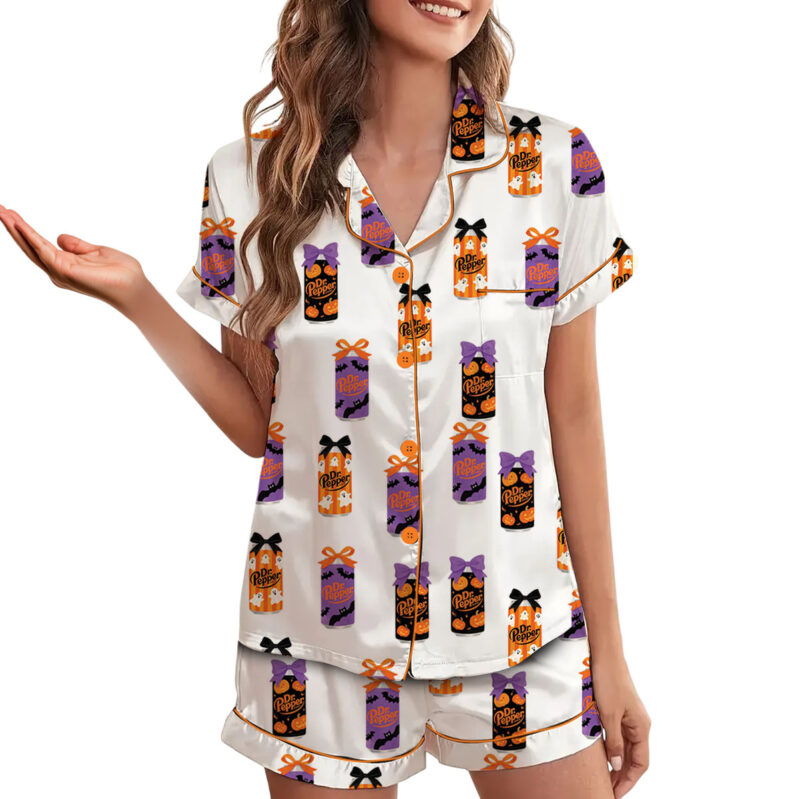 Dr Pepper Halloween Satin Pajamas Set For Women
