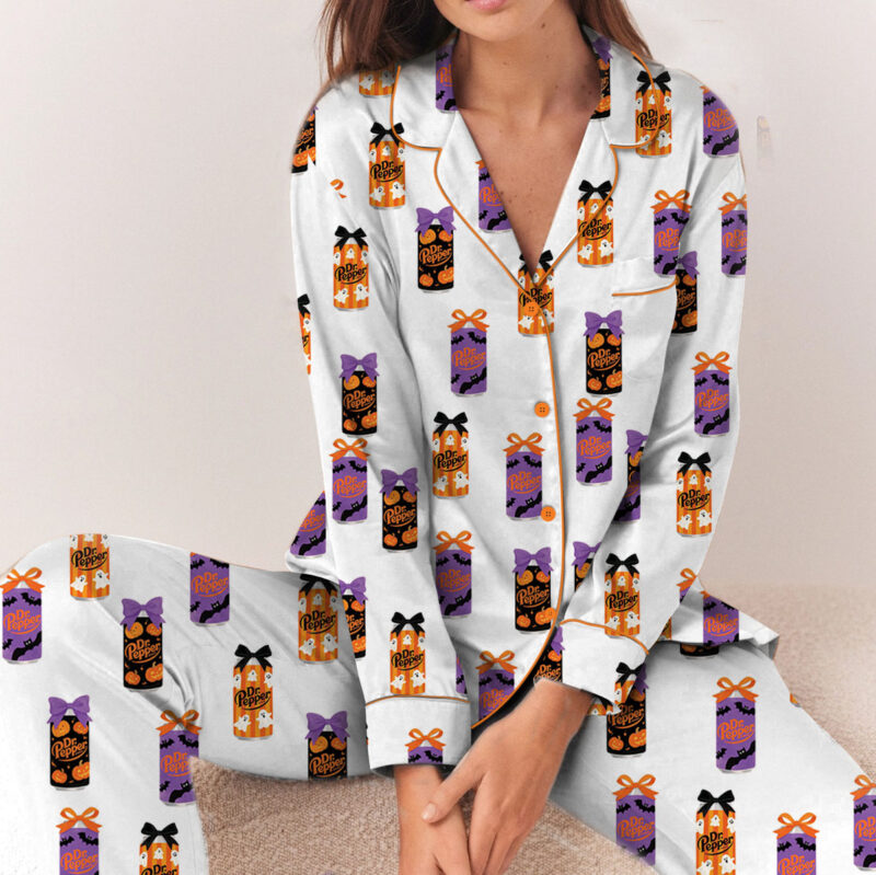 Dr Pepper Halloween Satin Pajamas Set For Women
