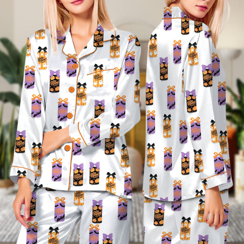 Dr Pepper Halloween Satin Pajamas Set For Women