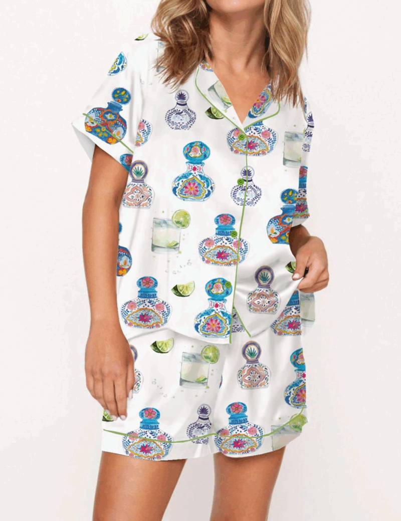 Drink Mexico Satin Pajama Set For Women