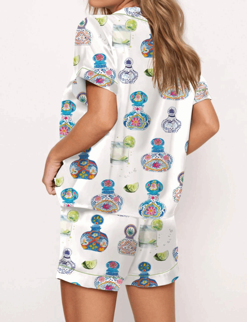 Drink Mexico Satin Pajama Set For Women