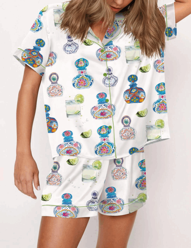 Drink Mexico Satin Pajama Set For Women