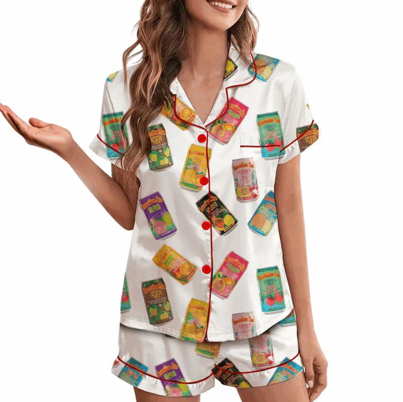 Drink Sun Juice Satin Pajama Set For Women