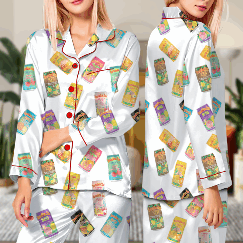 Drink Sun Juice Satin Pajama Set For Women
