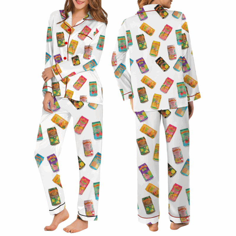 Drink Sun Juice Satin Pajama Set For Women