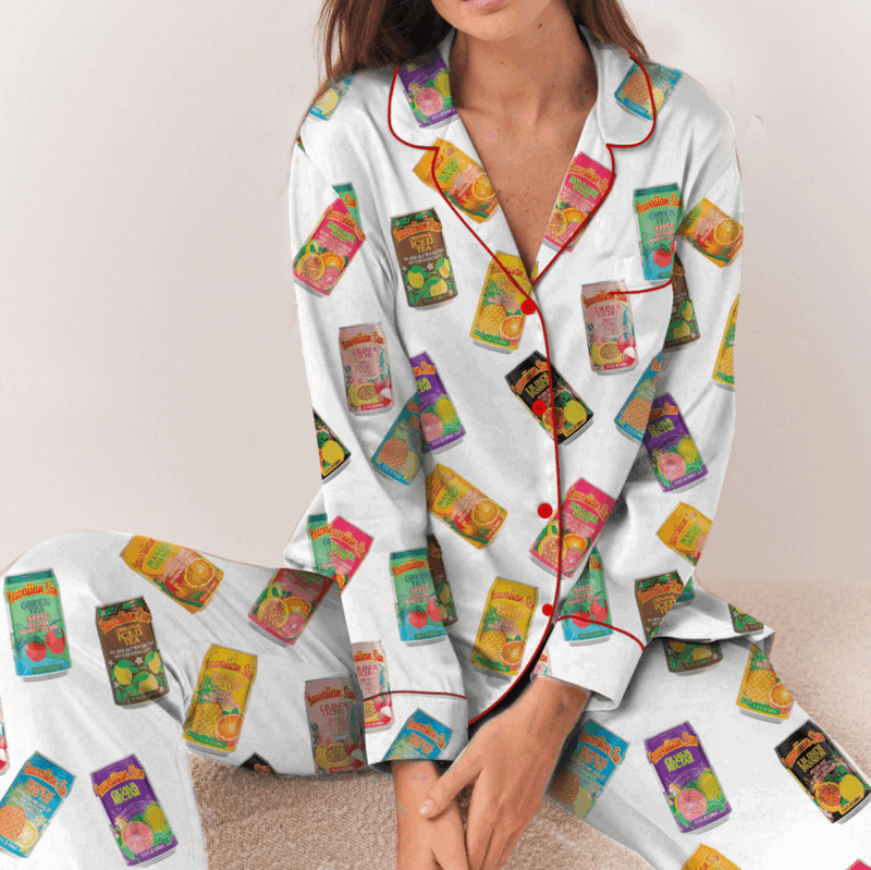 Drink Sun Juice Satin Pajama Set For Women