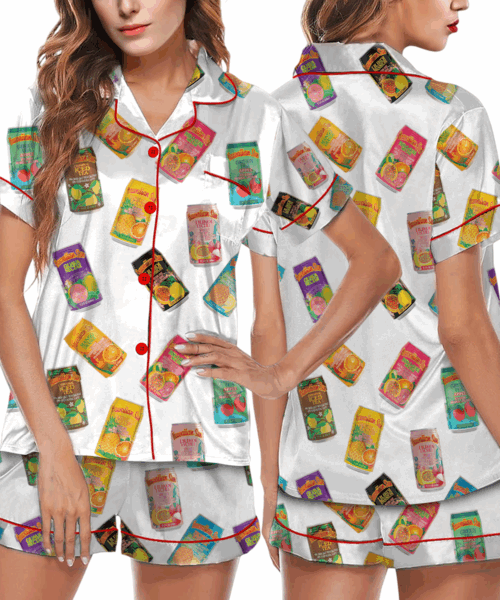Drink Sun Juice Satin Pajama Set For Women