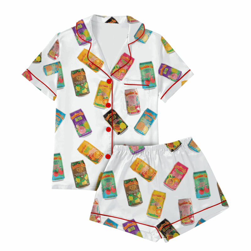 Drink Sun Juice Satin Pajama Set For Women