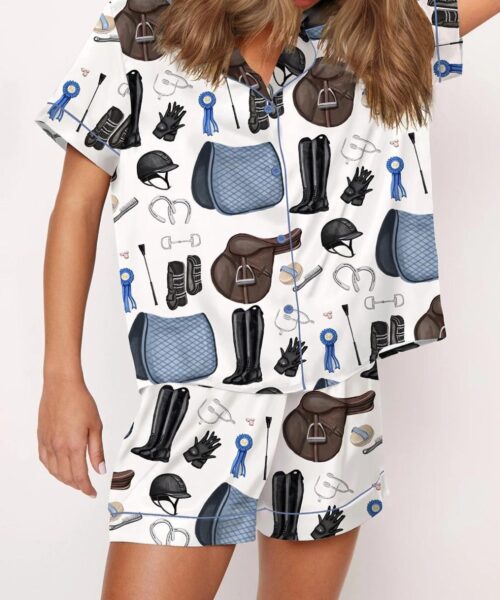 Equestrian Horse Show Silk Satin Pajama Set