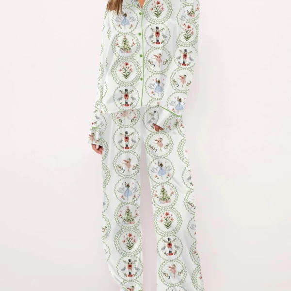 Fancy Nutcracker Silk Satin Pajama Set For Women