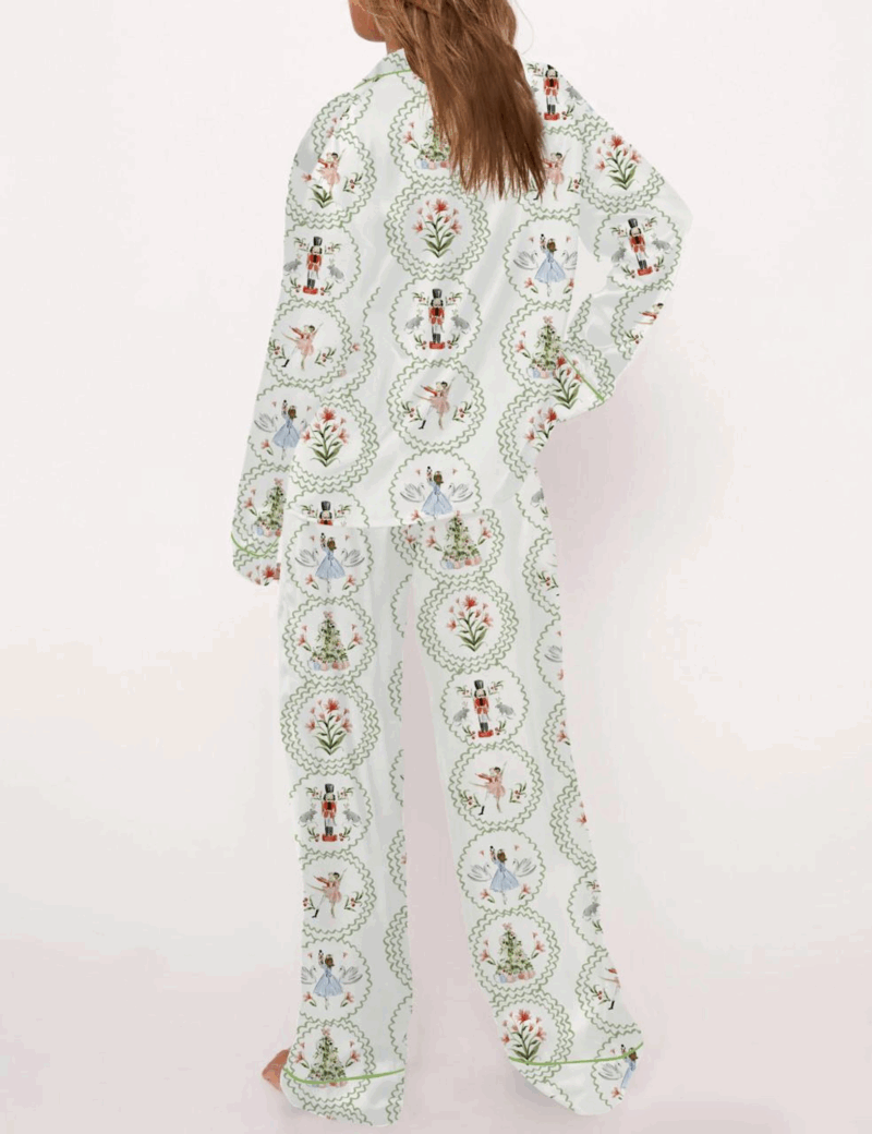 Fancy Nutcracker Silk Satin Pajama Set For Women