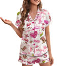 Flamingo Cowgirl Satin Pajama Set For Women