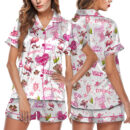 Flamingo Cowgirl Satin Pajama Set For Women