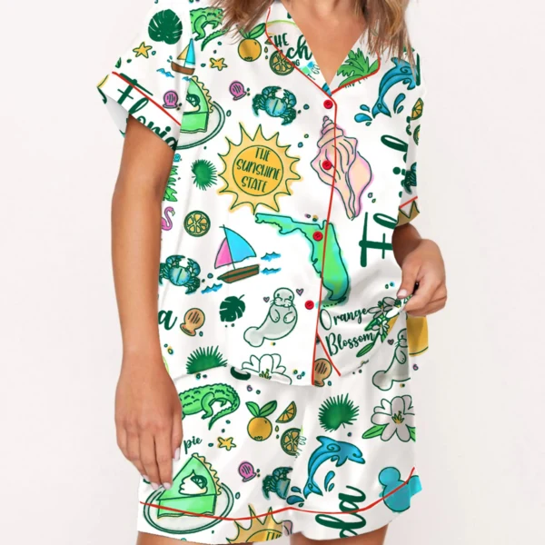 Florida Hand Silk Satin Pajama Set For Women