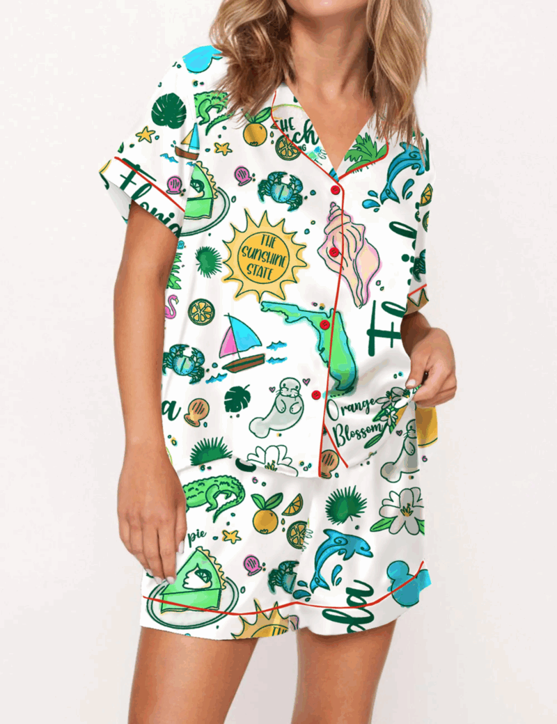 Florida Hand Silk Satin Pajama Set For Women