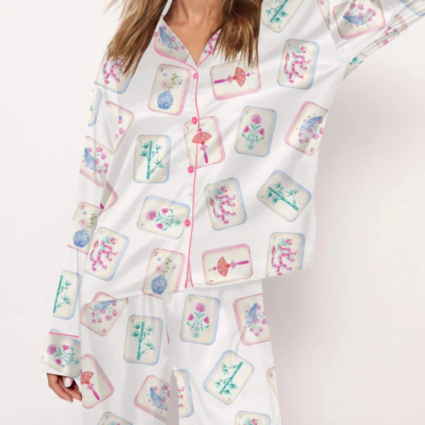 Florida Palm Beach Silk Satin Pajama Set For Women