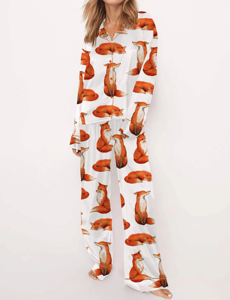 Fox Silk Satin Pajama Set For Women