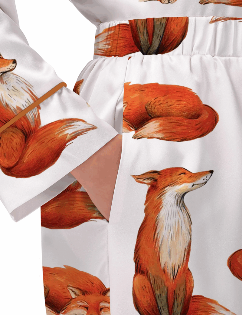 Fox Silk Satin Pajama Set For Women