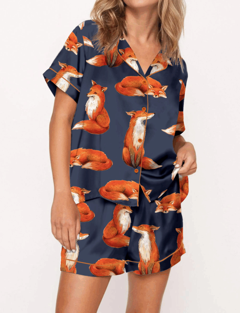 Fox Silk Satin Pajama Set For Women