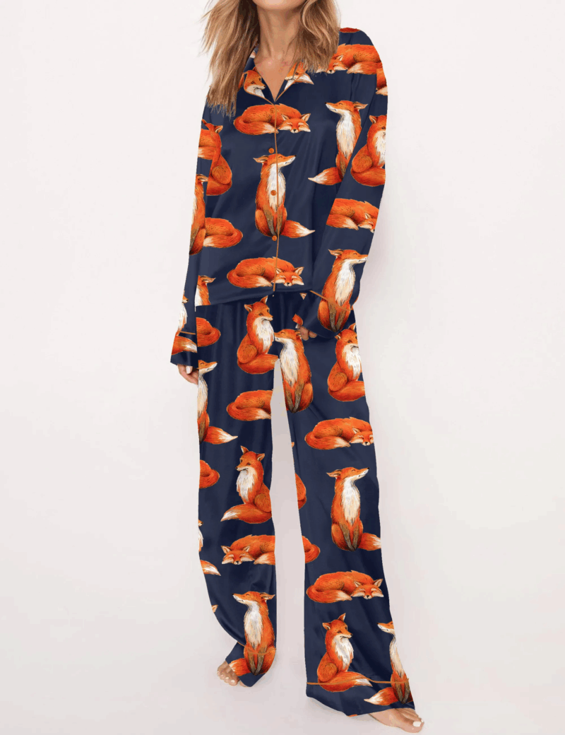Fox Silk Satin Pajama Set For Women