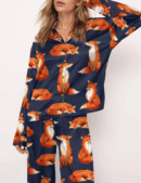 Fox Silk Satin Pajama Set For Women