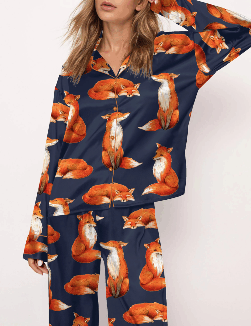 Fox Silk Satin Pajama Set For Women