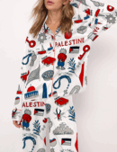 Free Palestine Silk Satin Pajama Set For Women
